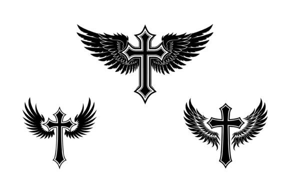 Angel Wing Christian Cross Graphics for T-Shirt Designs