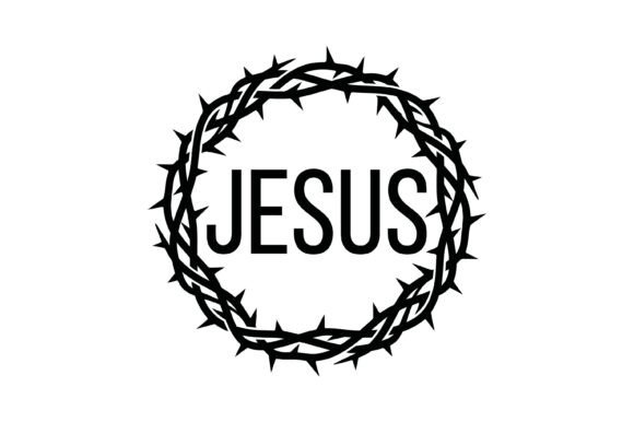 Jesus Crown Thorns Circle Badge for T-Shirt Designs and Graphics