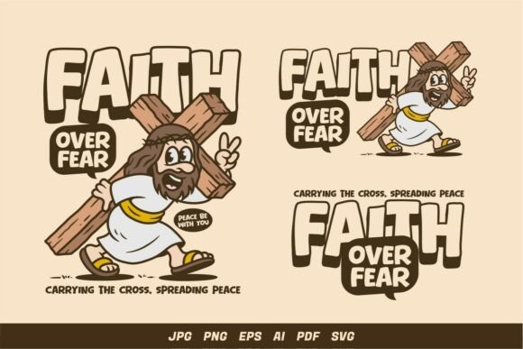 Review: Faith over Fear Jesus Carrying Cross Graphics for T-Shirt Designs